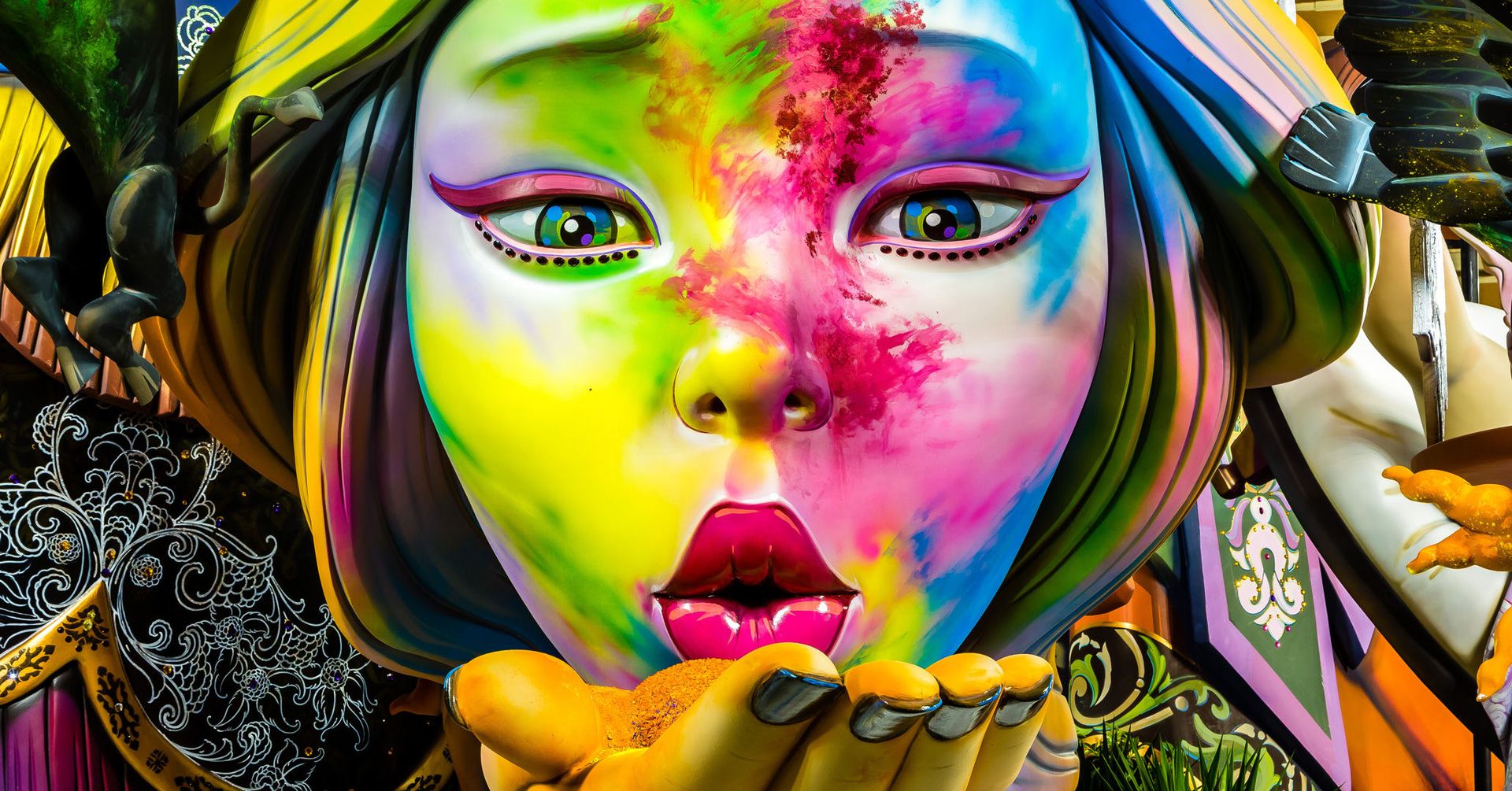 A hand-painted Falla ninot at Las Fallas in València